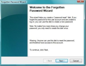 welcome to forgotten password wizard