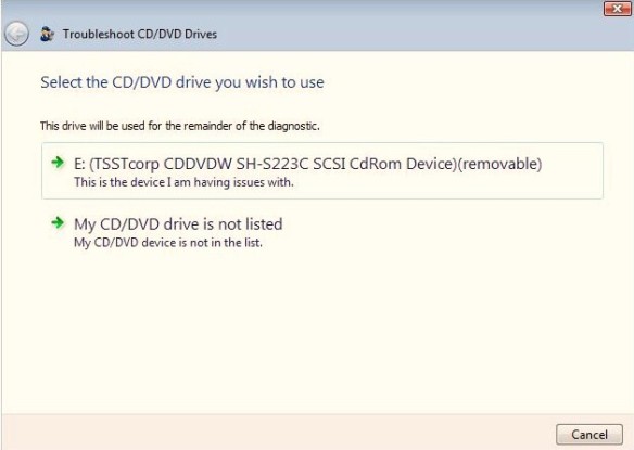 selecting cd drive